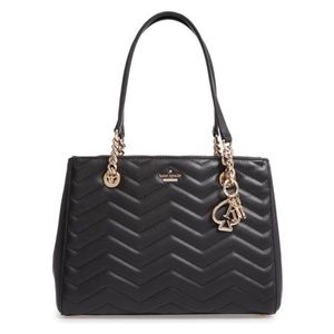Kate Spade Reese Cournee Black Quilted Tote Bag